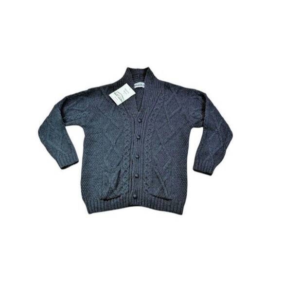 Aran Crafts Sweater Mens Size XXL Gray Merino Wool Cardigan Shawl Collar Cable - Picture 1 of 8
